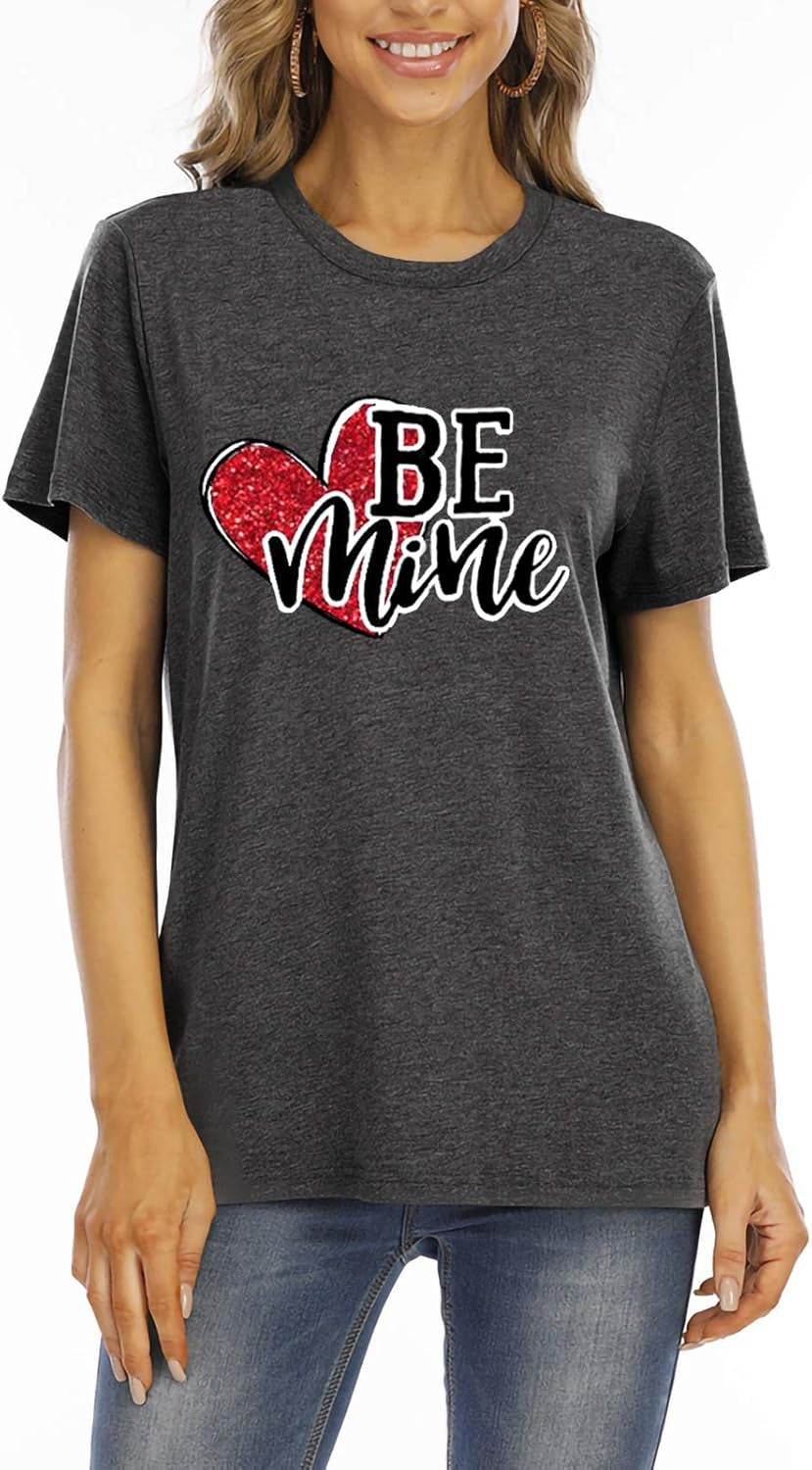 Valentine's Day "Be Mine" Shirt for Women - Grey, Size M